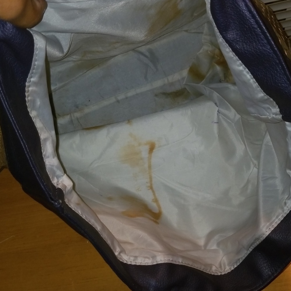 Silver & Navy Blue leather tote - Picture 3 of 3